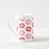Lèvres rouges et roses, Motif des lèvres, bâton à