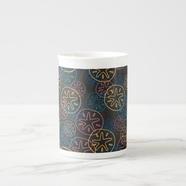 Tasse En Porcelaine Lignes de Dollar de Sable Rouge Jaune Bleu (Devant)