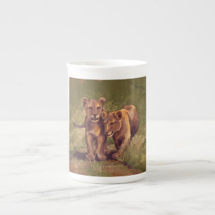 Tasse En Porcelaine Lion Cubs
