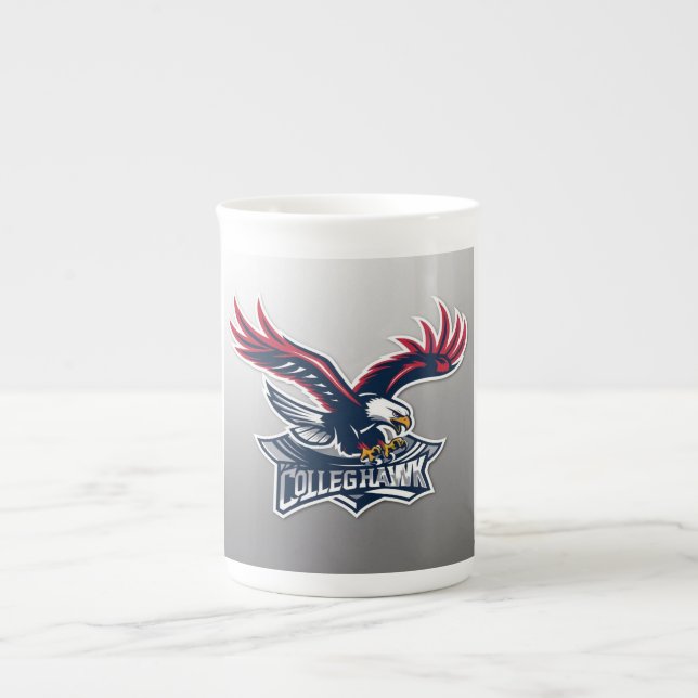 Tasse En Porcelaine Logo Du Collège : Oiseau De Prey, Hawk (Devant)