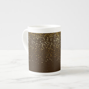 Tasse En Porcelaine L'os de la Chine Mug-Petite Golden Stars Brown