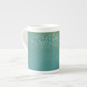 Tasse En Porcelaine L'os de la Chine Mug-Petite Golden Stars Turquoise