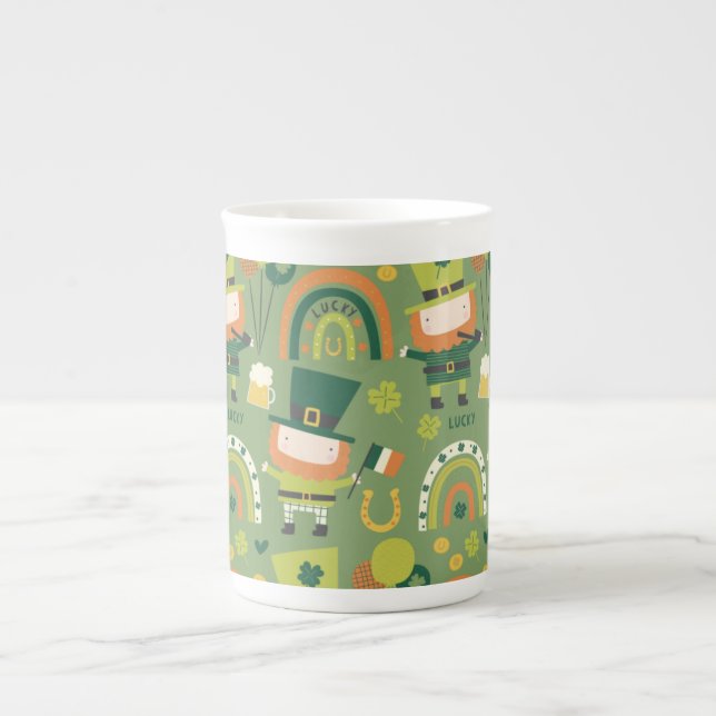 Tasse En Porcelaine Lucky Leprechaun Imprimer, Motif cadeau Shamrock (Devant)