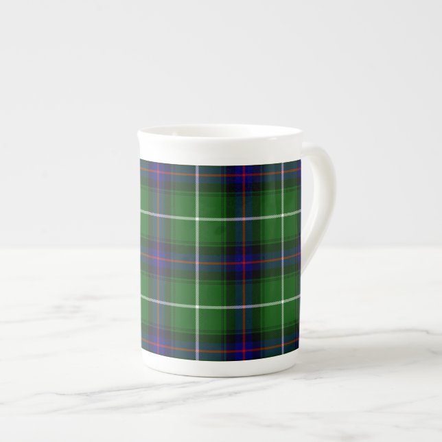 Tasse En Porcelaine MacDonald tartan bleu vert plaid (Devant droit)