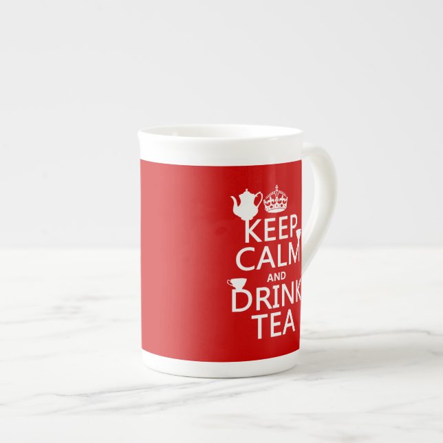 Tasse En Porcelaine Maintenez thé calme et de boissons - toutes les (Devant droit)