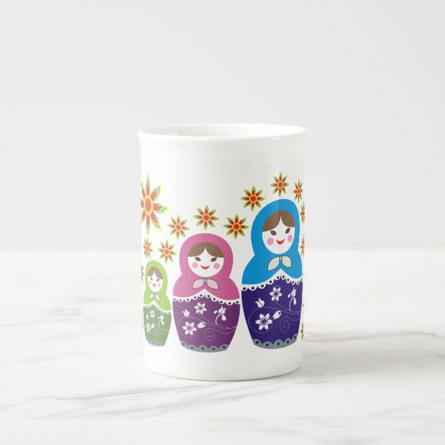 Tasse En Porcelaine Matryoshka Poupées russes & tournesols personnalis (Devant)