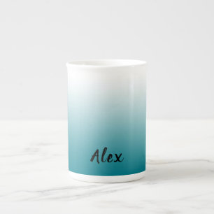 Tasse En Porcelaine Mélange bleu et blanc Turquoise monogramme Verre d