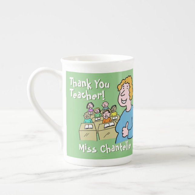 Tasse En Porcelaine Merci à une enseignante (Gauche)