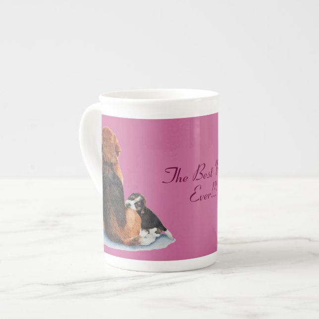Tasse En Porcelaine mignon chiot beagle bouddin maman chien avec sloga (Devant gauche)