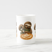 Mignon paresseux barista versant un café à art de