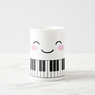 Tasse En Porcelaine Mignonettes de piano mignonette avec visage souria