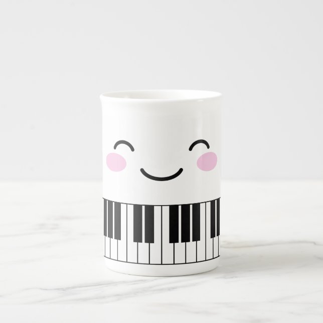Tasse En Porcelaine Mignonettes de piano mignonette avec visage souria (Devant)