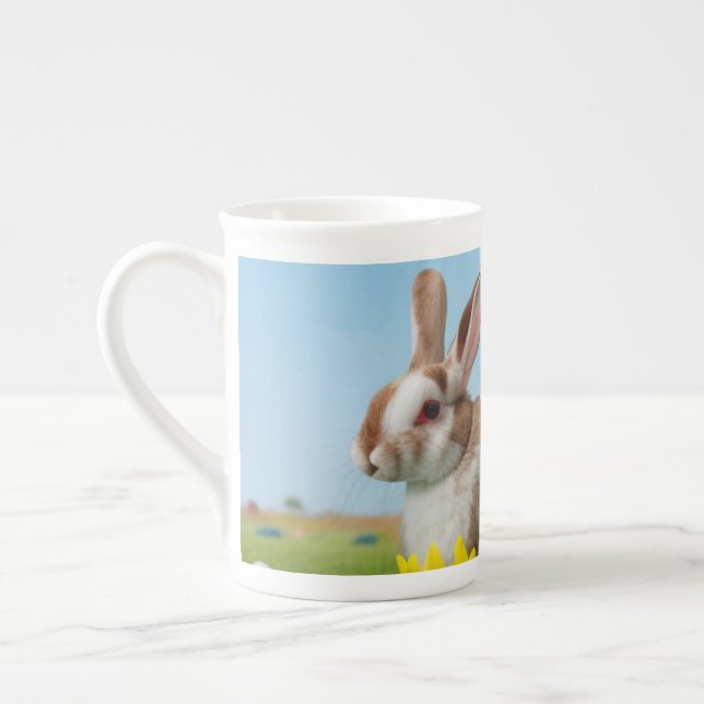 Tasse En Porcelaine Mignonne lapin de Pâques pour une humeur positive (Gauche)
