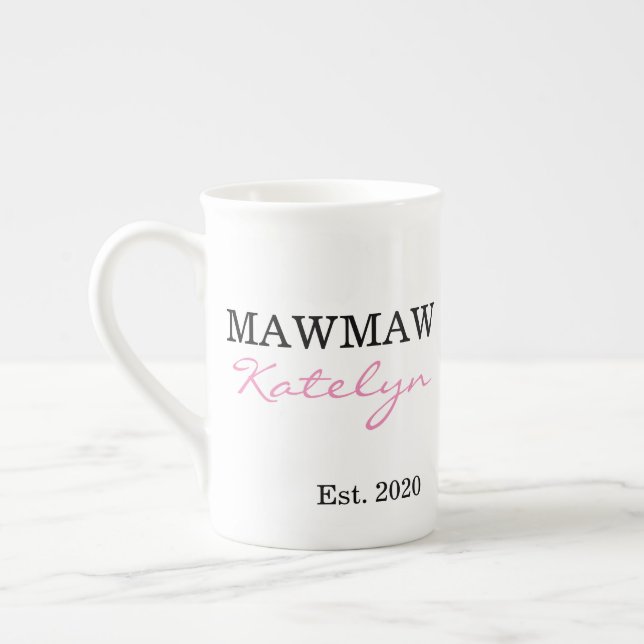 Tasse En Porcelaine Mignonne Mawmaw Personnalisé Année de Fondation (Gauche)