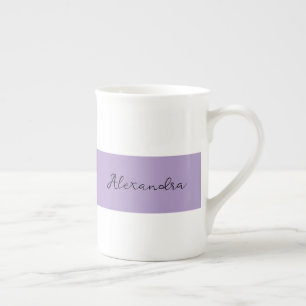 Tasse En Porcelaine Modèle de rayure violette avec nom