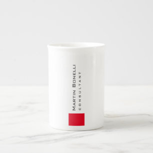 Tasse En Porcelaine Moderne Blanc Rouge Simple Consultant