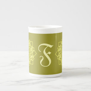 Tasse En Porcelaine Moderne Simples rayures de ligne Nom monogramme fl
