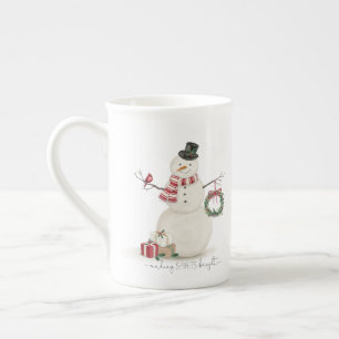 Tasse En Porcelaine Moderne vintage Holiday snowman