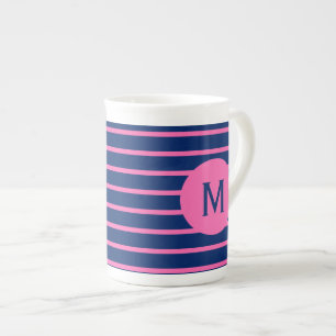 Tasse En Porcelaine Monogram Royal Blue et Hot Pink