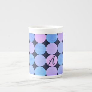 Tasse En Porcelaine Monogramme bleu pourpre et rose des cercles