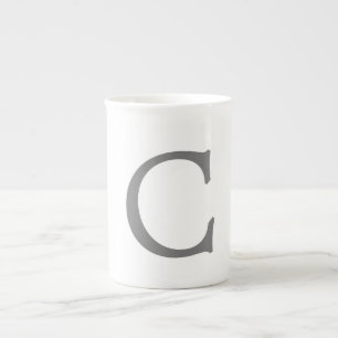 Tasse En Porcelaine Monogramme classique minimaliste élégant gris init