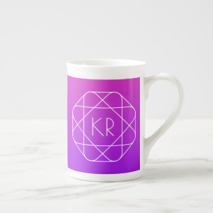 Tasse En Porcelaine Monogramme géométrique cool Violette violette ma