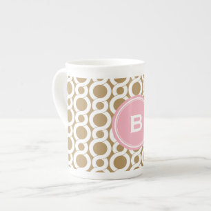 Tasse En Porcelaine Monogramme géométrique de motif d'abrégé sur rose