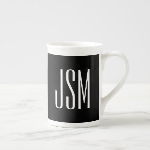Tasse En Porcelaine Monogramme, marque ou nom de l'entreprise Noir &