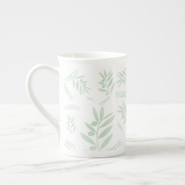Tasse En Porcelaine Motif à branche d'olivier naturel (Gauche)