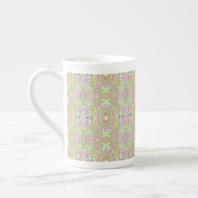 Tasse En Porcelaine Motif Abstrait Trippy Retro Rose et Lime Green (Gauche)