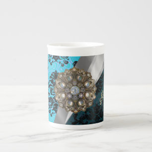 Tasse En Porcelaine Motif assez girly personnalisé de damassé de ble