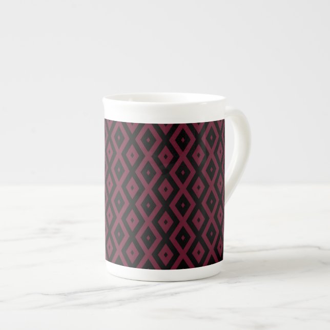 Tasse En Porcelaine Motif bourguignon et diamant noir (Devant droit)