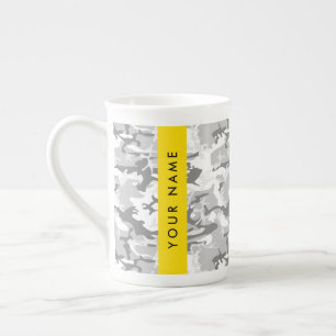 Tasse En Porcelaine Motif camouflage neige hivernale gris Personnalise