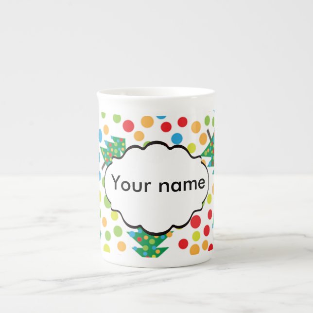 Tasse En Porcelaine Motif d'arbres de Noël (Devant)