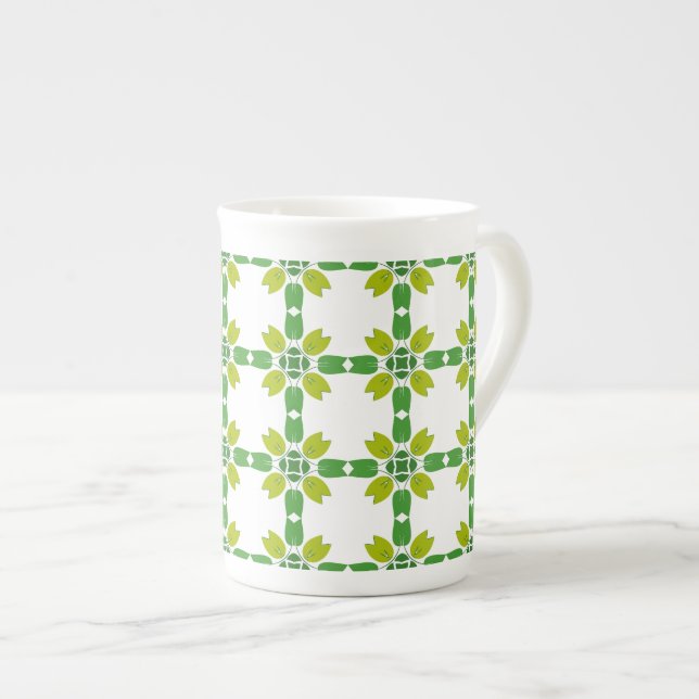 Tasse En Porcelaine Motif de feuille, motif de feuilles, feuilles vert (Devant droit)