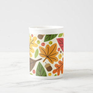 Tasse En Porcelaine Motif de feuilles d'automne et de glands colorés