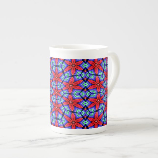 Tasse En Porcelaine Motif de Fleurs de tissus rouges (Devant droit)