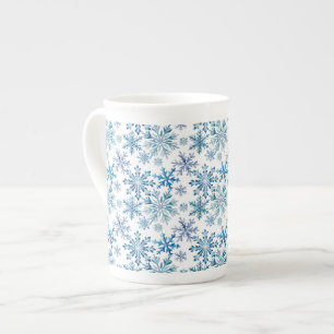 Tasse En Porcelaine Motif de flocons de neige à l'aquarelle