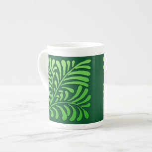 Tasse En Porcelaine Motif de fougère d'art déco - nuances de vert