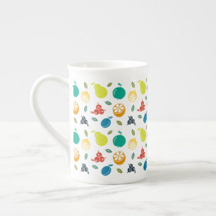 Tasse En Porcelaine Motif de fruits, prune, orange, citron, poire, pom