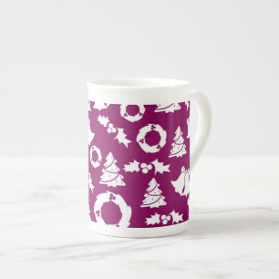 Tasse En Porcelaine Motif de Noël pourpre