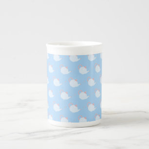 Tasse En Porcelaine Motif de théière bleu pastel et rose