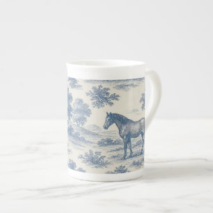 Tasse En Porcelaine Motif du Cheval Toile de Jouy