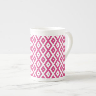 Tasse En Porcelaine Motif en diamant rose et blanc