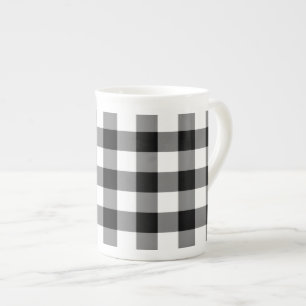 Tasse En Porcelaine Motif En vichy noir et blanc