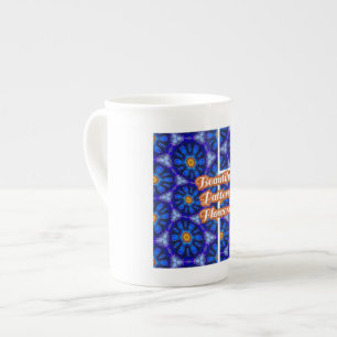 Tasse En Porcelaine Motif Fleurs bleues Abstraites