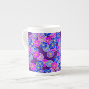 Tasse En Porcelaine Motif floral Art Déco - violet, bleu et pourpre