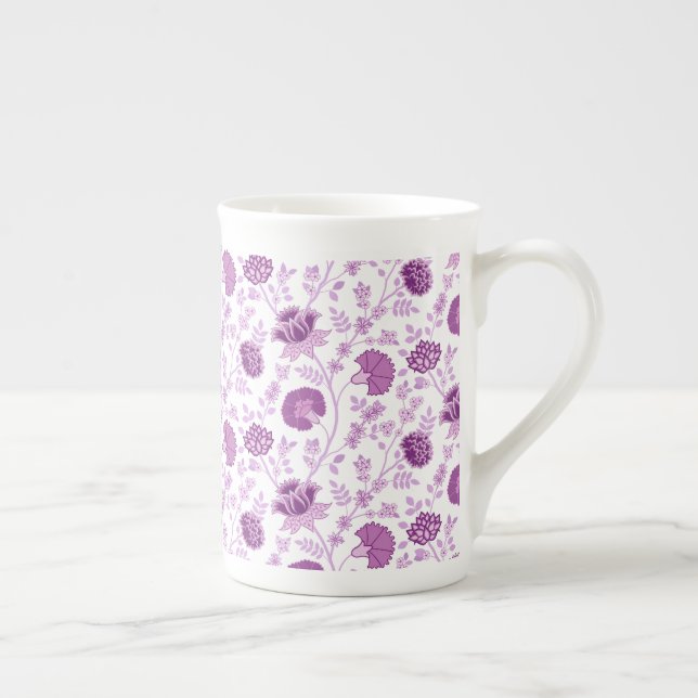 Tasse En Porcelaine Motif floral jacobéen rose sur blanc (Droite)