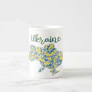 Tasse En Porcelaine Motif folklorique et typographie ukrainienne