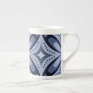 Tasse En Porcelaine Motif géométrique bleu de style rétro